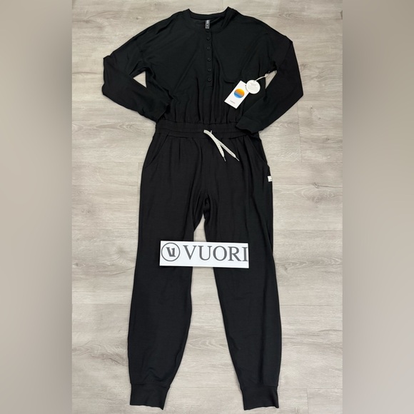 NWT! VUORI Lux Henley Jumpsuit Black Heather - XS